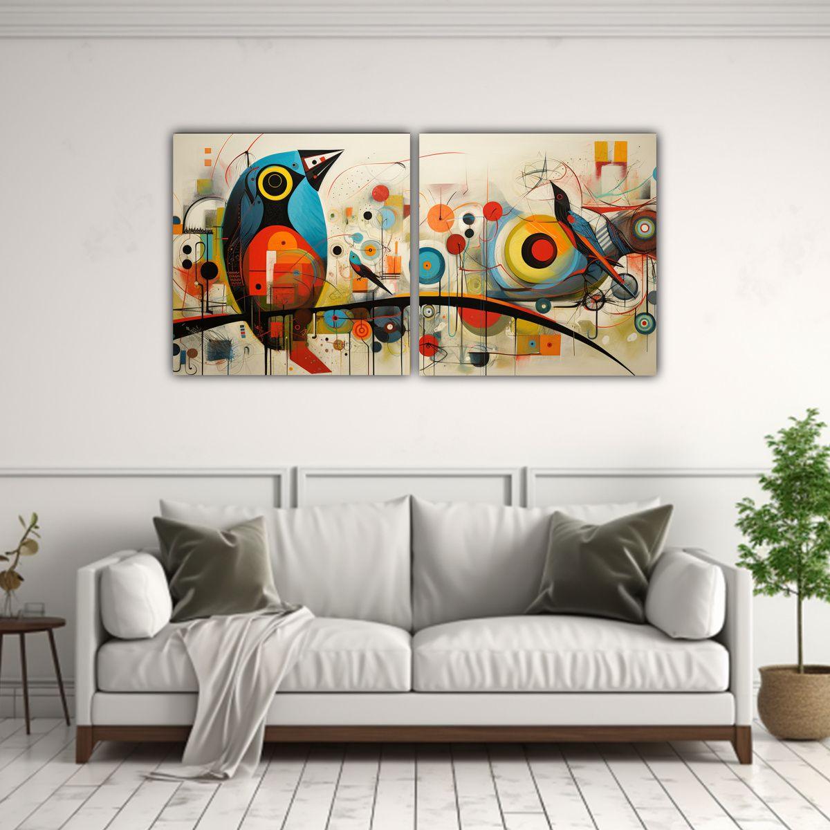 Cuadros De Pájaros Abstractos Para Decoración 40x20 Cm-2
