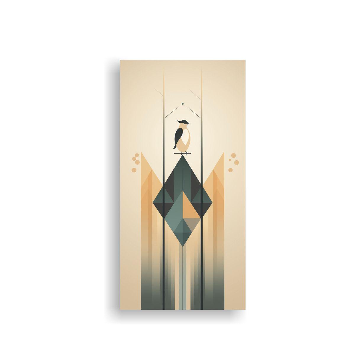 Pintura Decorativa Con Diseño De Pájaro 50x100cm-0