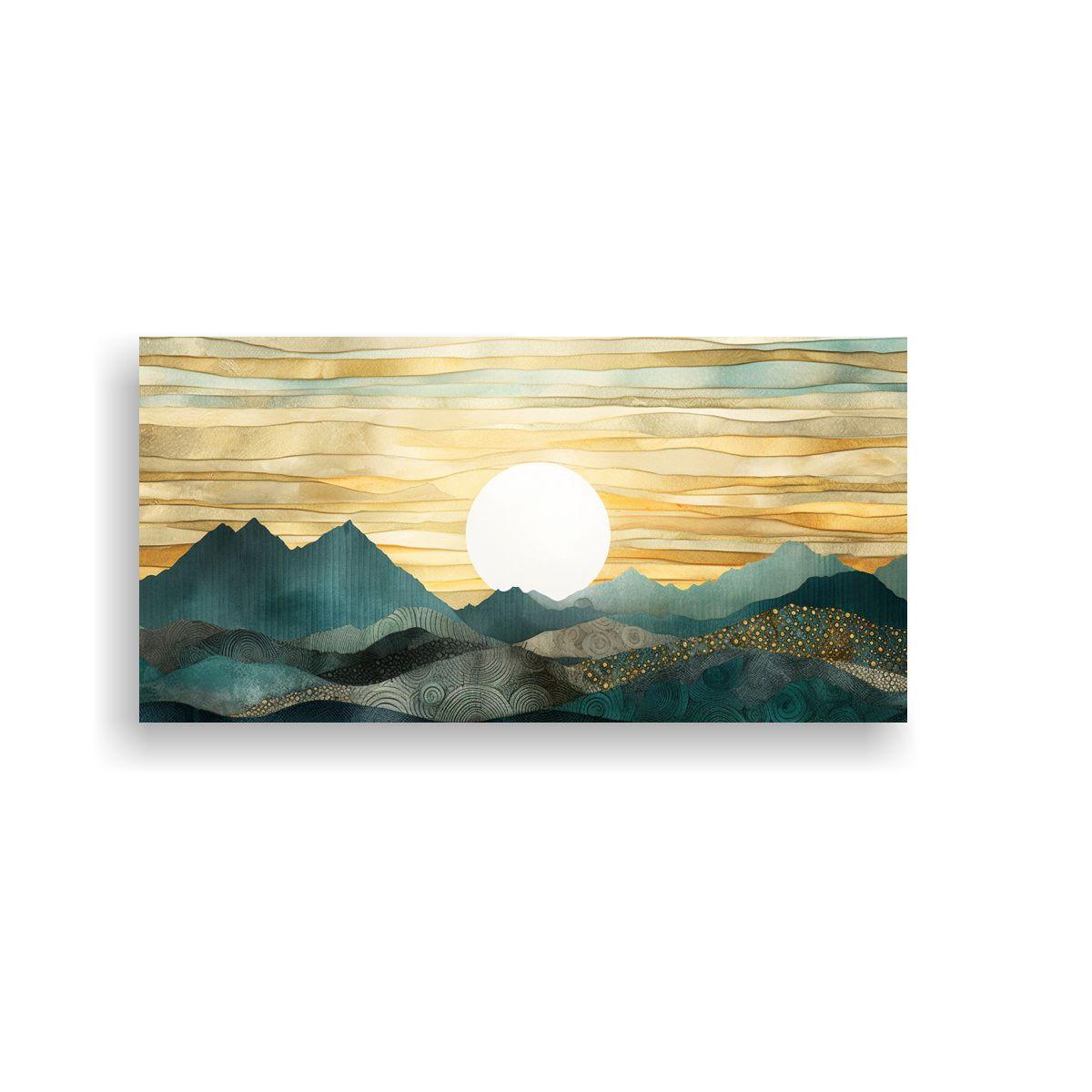 Pinturas Abstractas De Montañas En Tonos Verdes 100x50cm-0