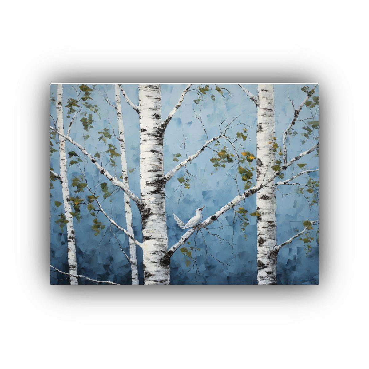 Pintura Abstracta De árbol De Abedul Inspiradora En Estilo  50x40cm-0