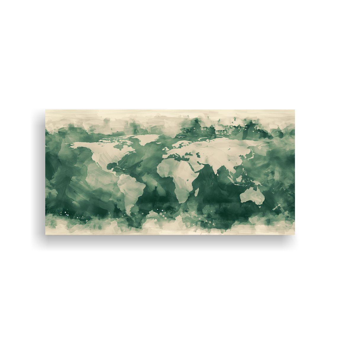 Pintura Abstracta Del Mundo En Verde Con Tinta 120x60cm-0
