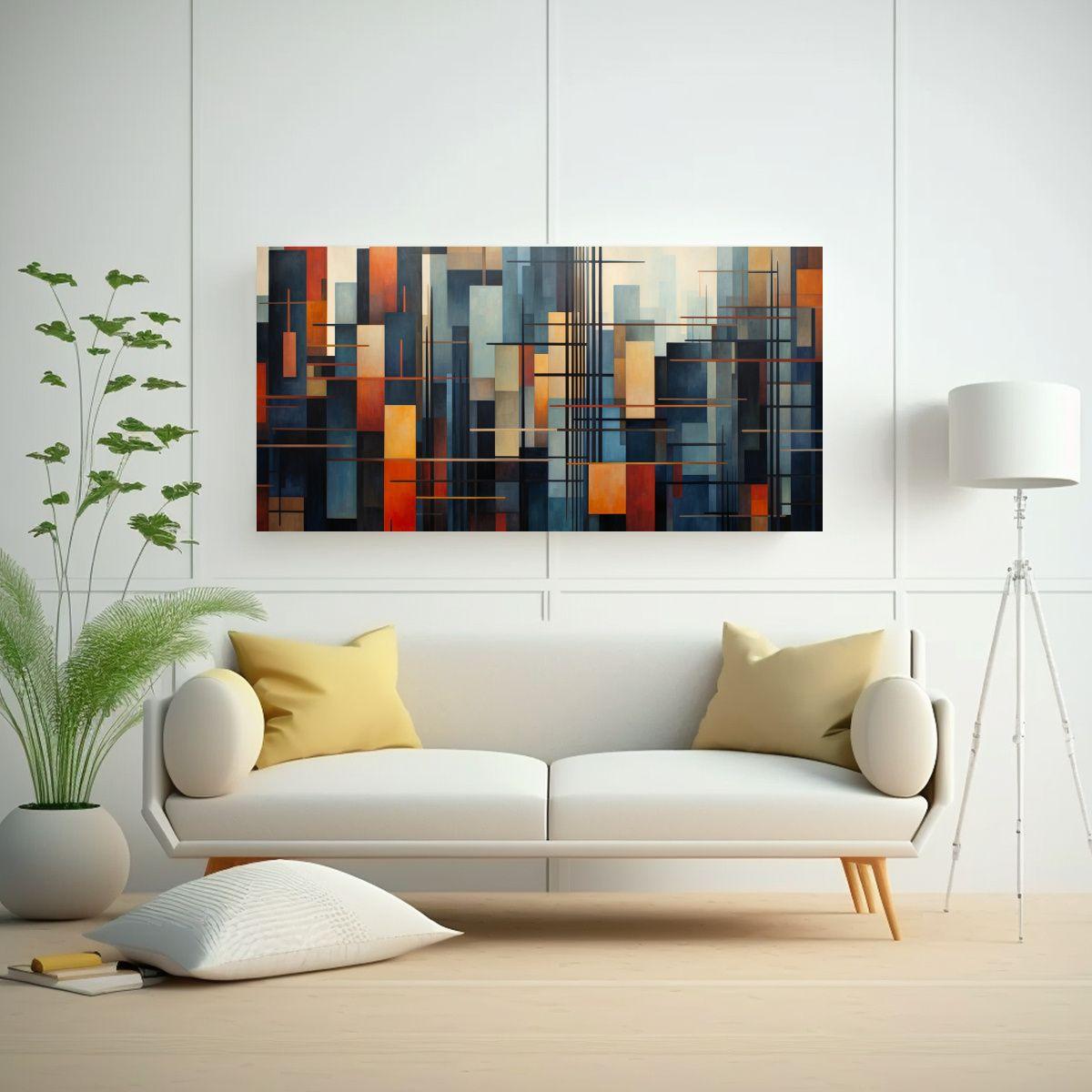 Cuadro Vintage Abstracto Simétrico De La Rejilla 120x60cm-2