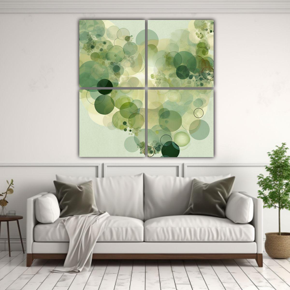 Cuatro Círculos Verdes De Macaron En Intensidad 80x80 Cm-2