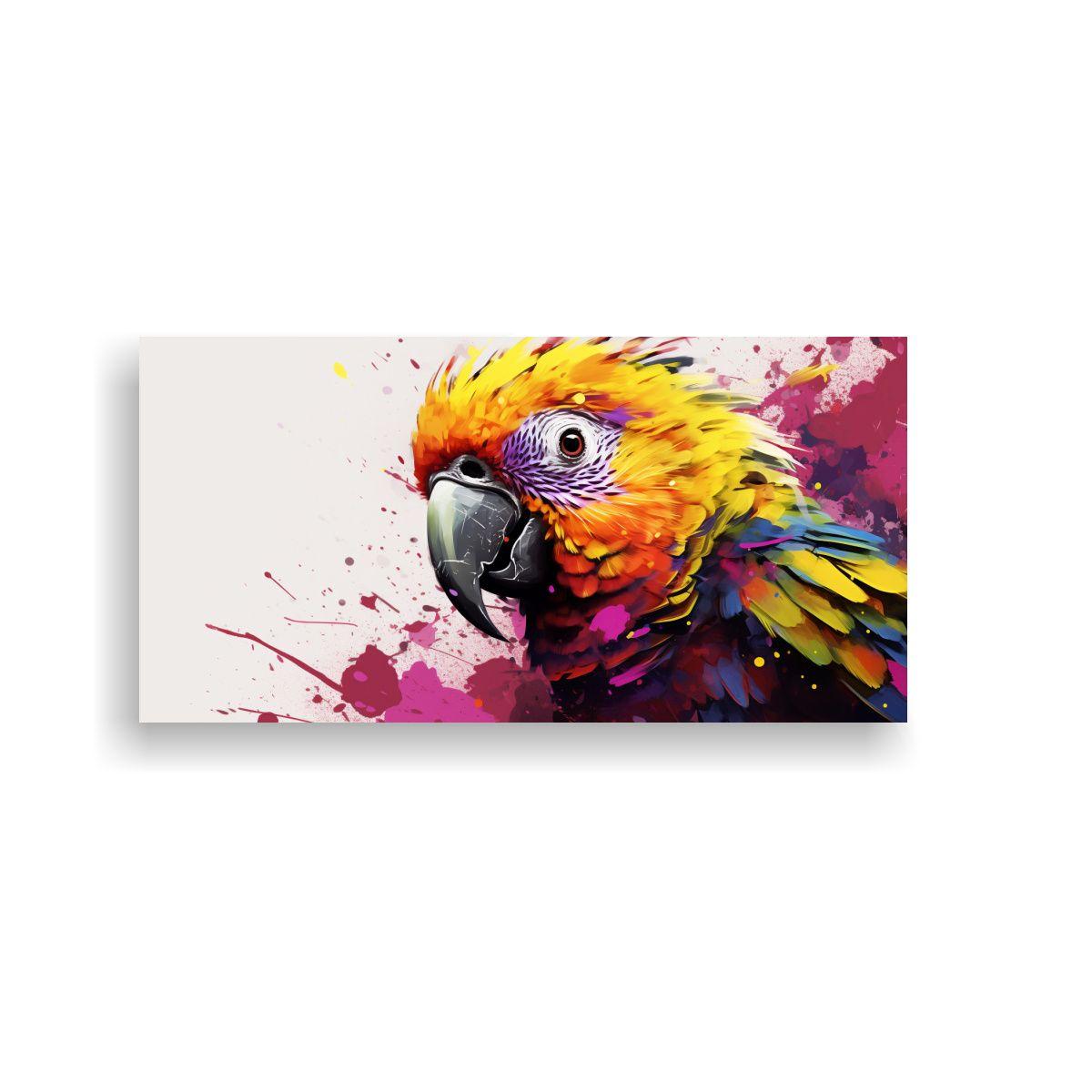Cuadro De Un Loro En Colores Amarillo Y Morado 120x60cm-0