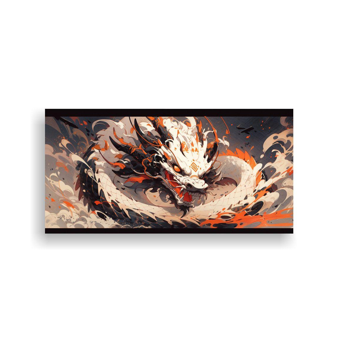 Pintura Decorativa De Dragón Blanco Y Naranja, At 120x60cm-0