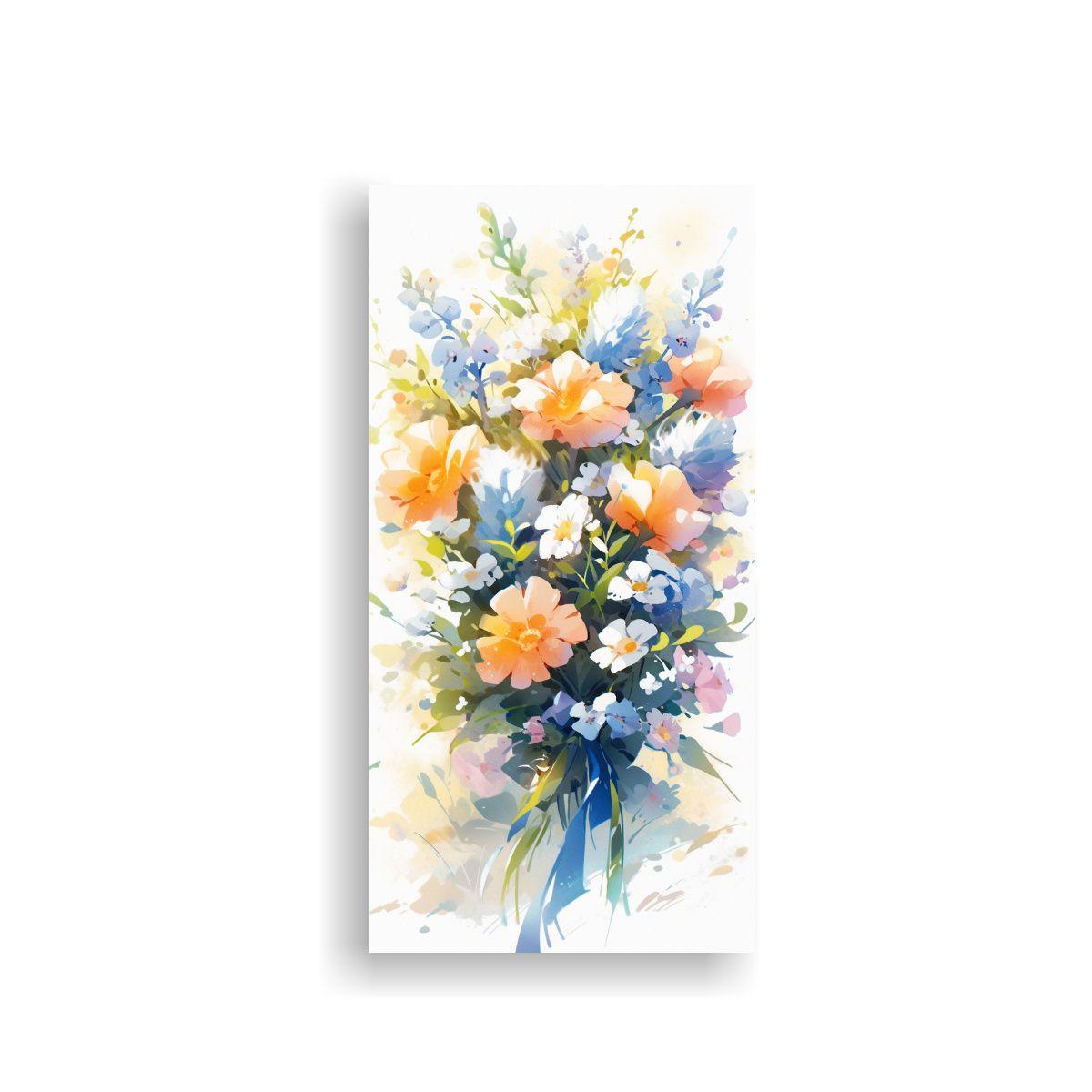 Cuadro Floral En Tela Estilo Acuarela 20x40cm-0
