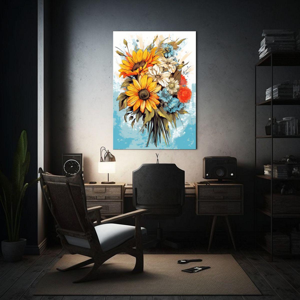 Tela En Bastidor Colores Flores Boho Estilo 30x45cm-2