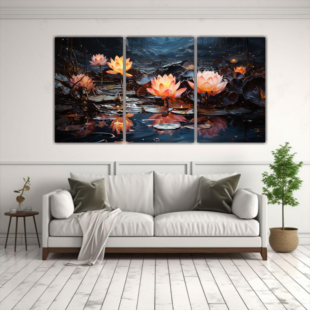 Pintura Magic Black Lotus En Lienzo Estilo 240x120 Cm-2