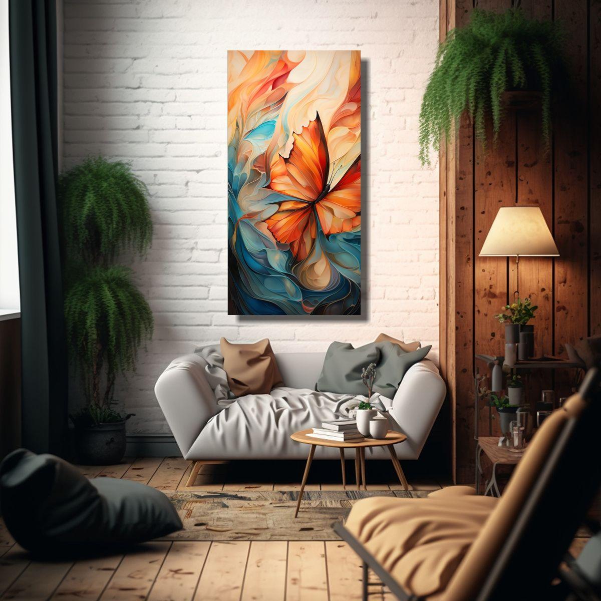 Cuadro Abstracto Con Bellos Patrones Que Aletean 30x60cm-2