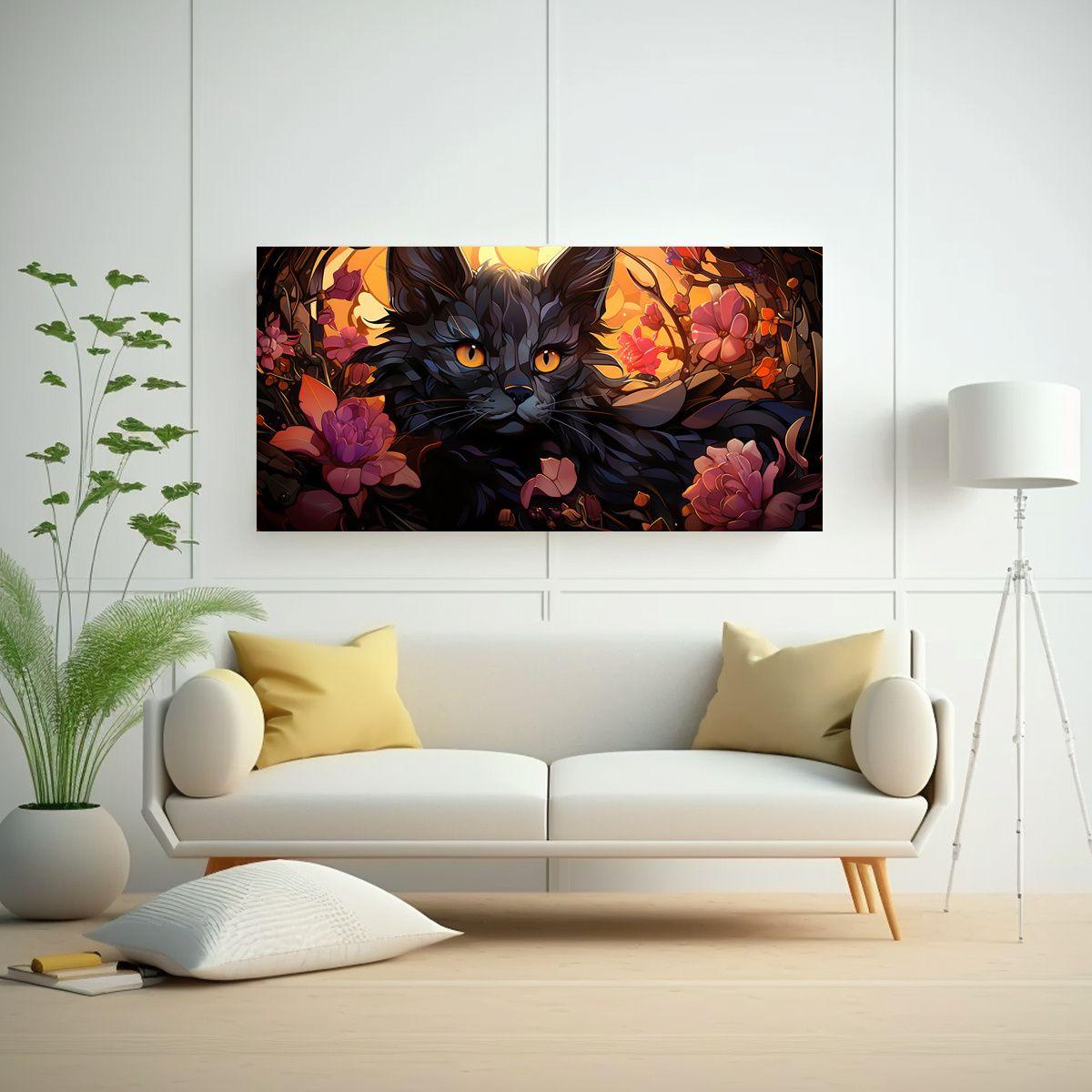 Arte Fotografía Original Gato Lykoi Vidriera 120x60cm-2