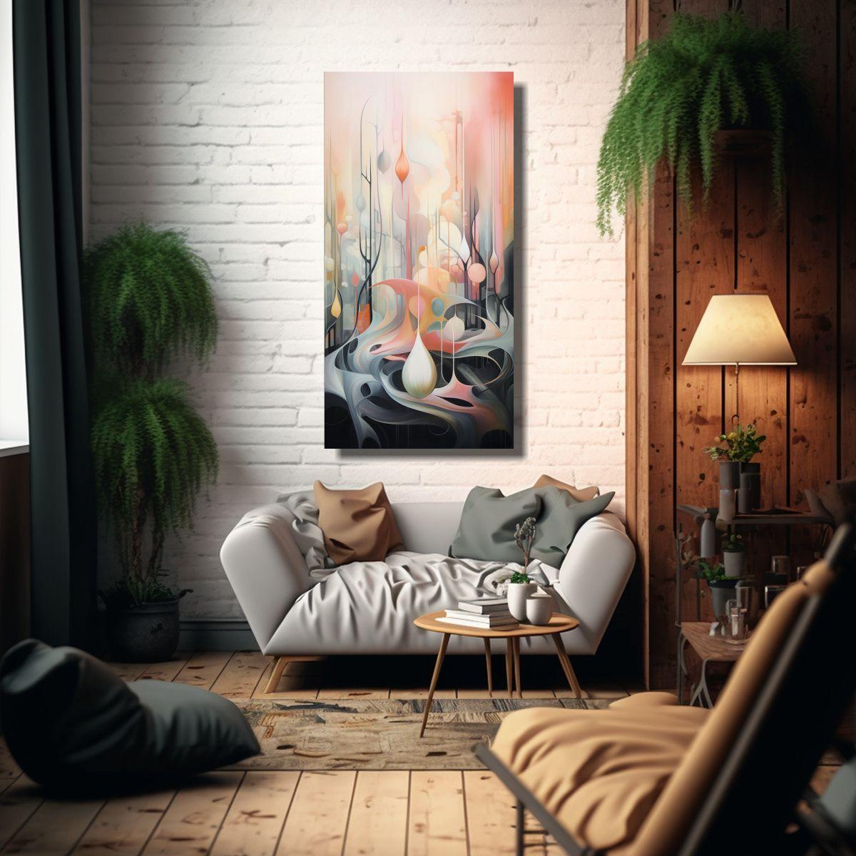 Pintura Decorativa Vintage Abstracta Surrealista 50x100cm-2