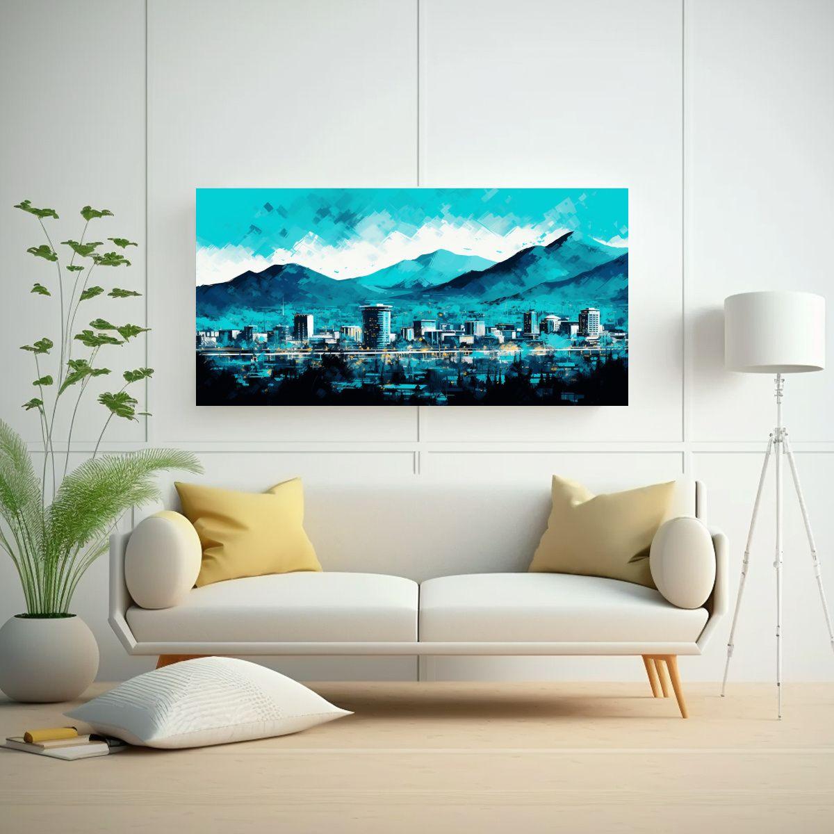 Pinturas Decorativas En Tonos Turquesa Neonoir 140x70cm-2