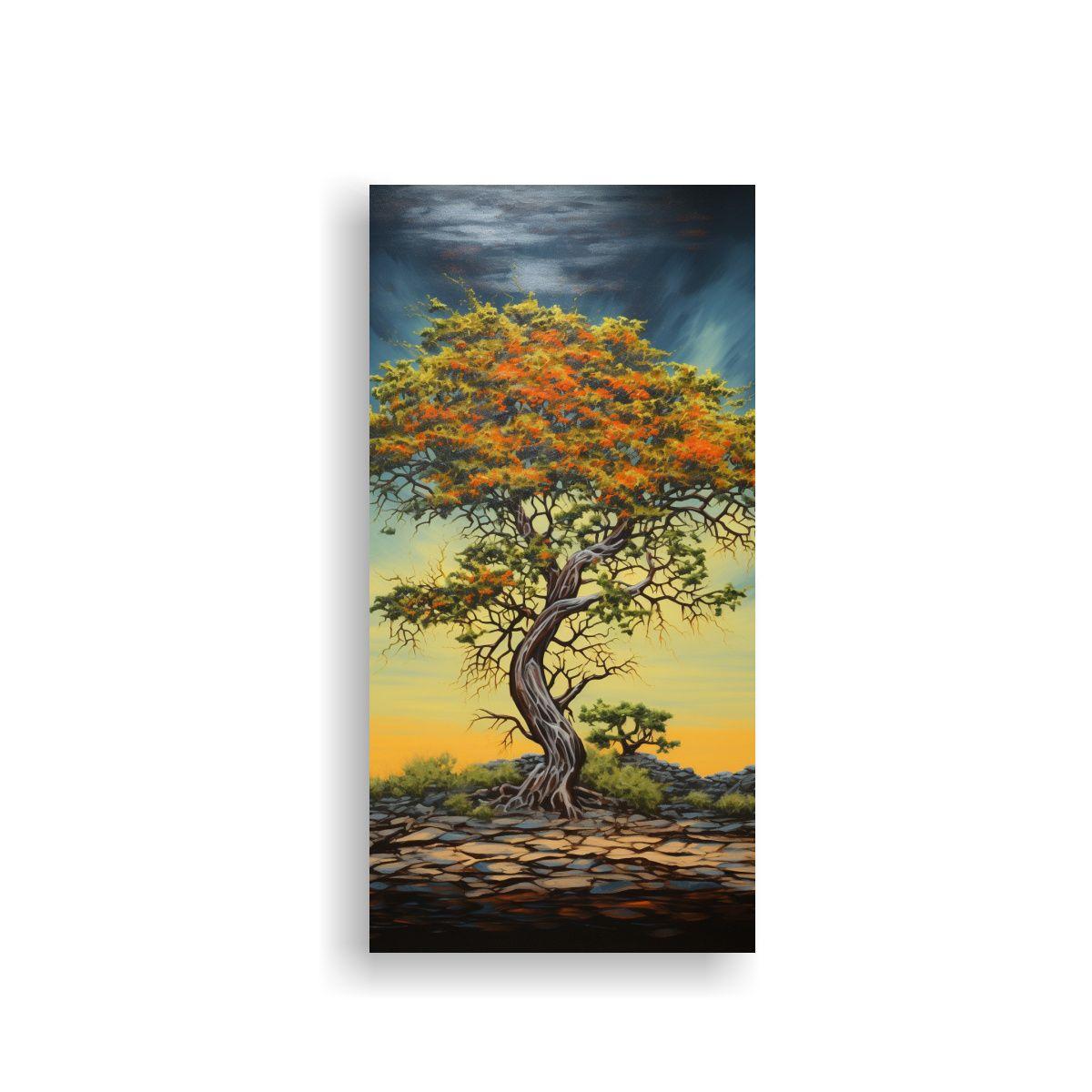 Pintura Abstracta De árbol De Acacia En Bastidor  40x80cm-0