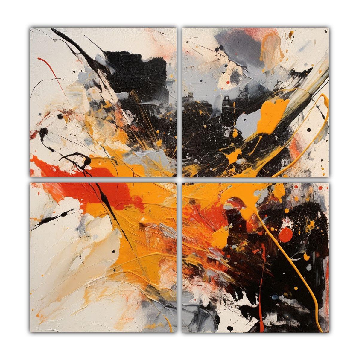 Cuadro Moderno Con Salpicaduras De Pintura En 180x180 Cm-0