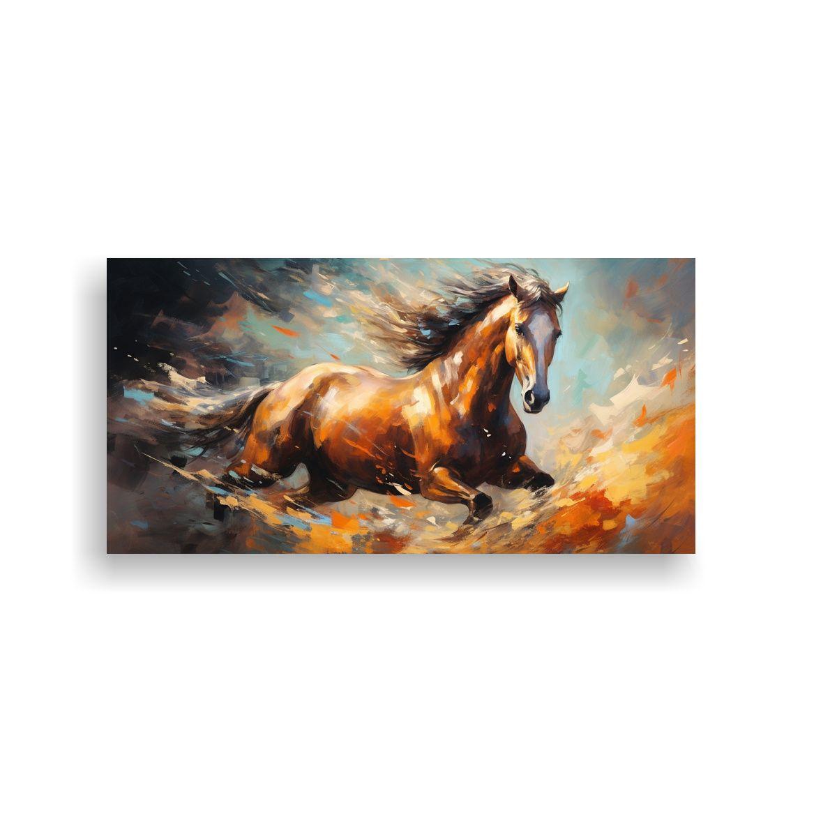 Cuadro Abstracto Colorido Caballo Pintura Al Estil 40x20cm-0