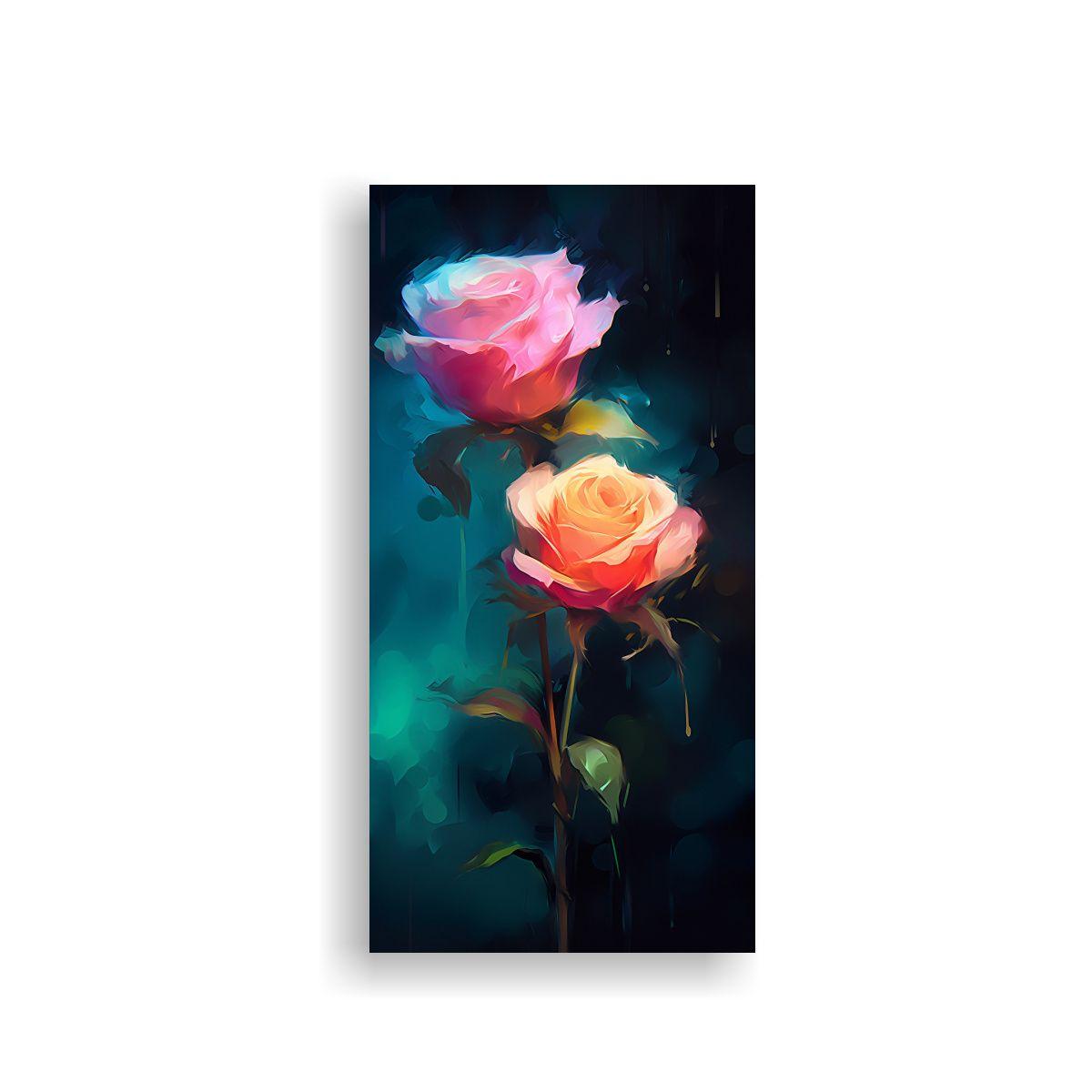 Cuadro Acuarela Intensidad Rosas Decoración 60x120cm-0
