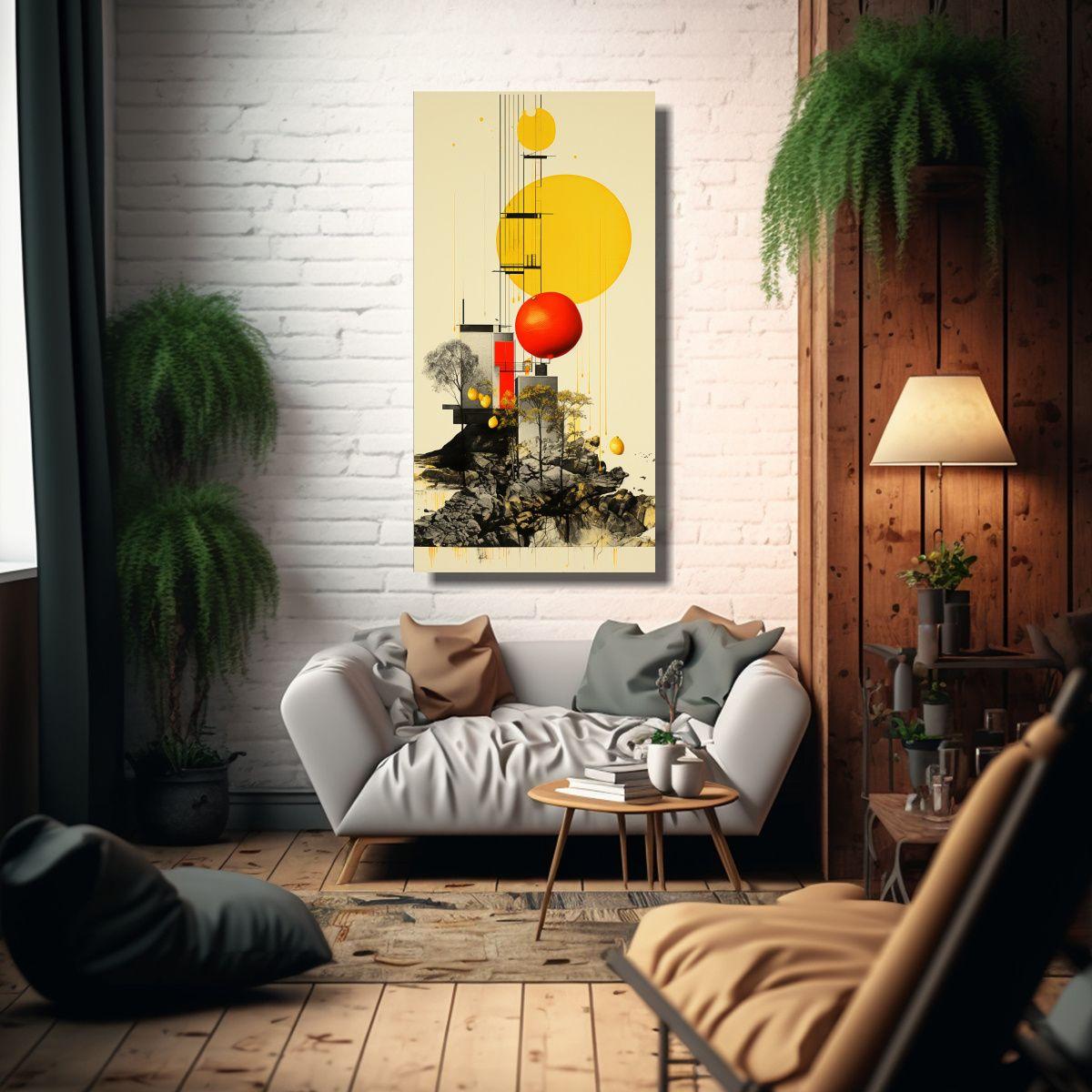 Cuadro De Tela Sublimada Con Collage Minimalista 80x160cm-2