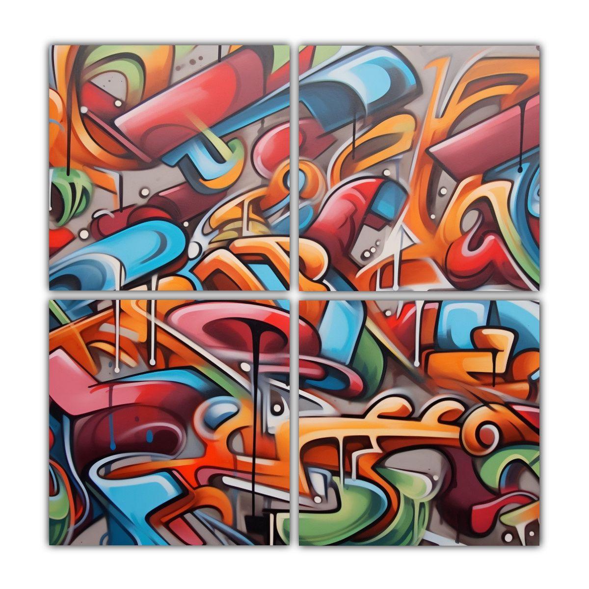 Cuadriptico Dibujo Efecto Visual Arte Callejero 180x180 Cm-0