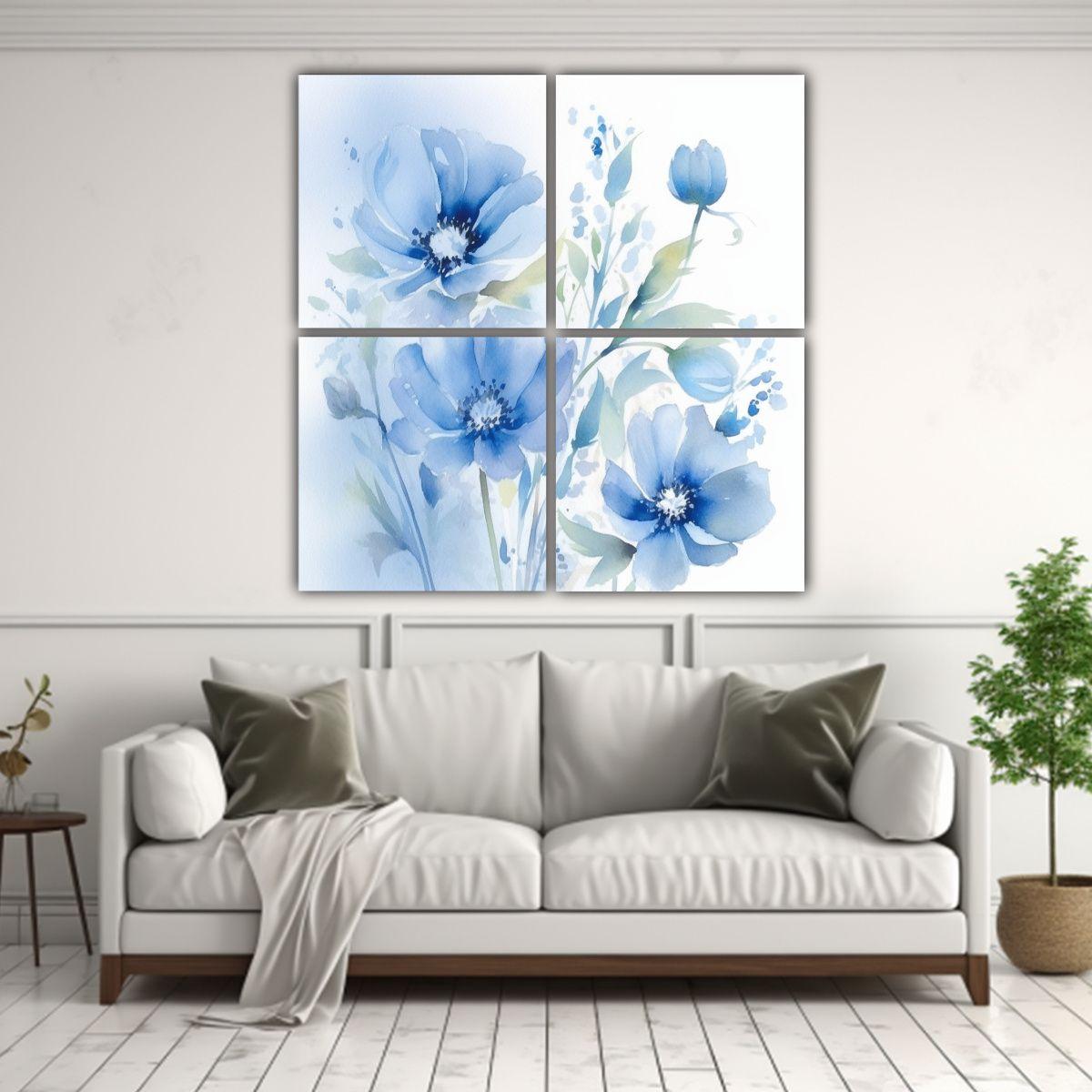 Cuatro Artes Pintura Acuarela Hermosas Flores 40x40 Cm-2