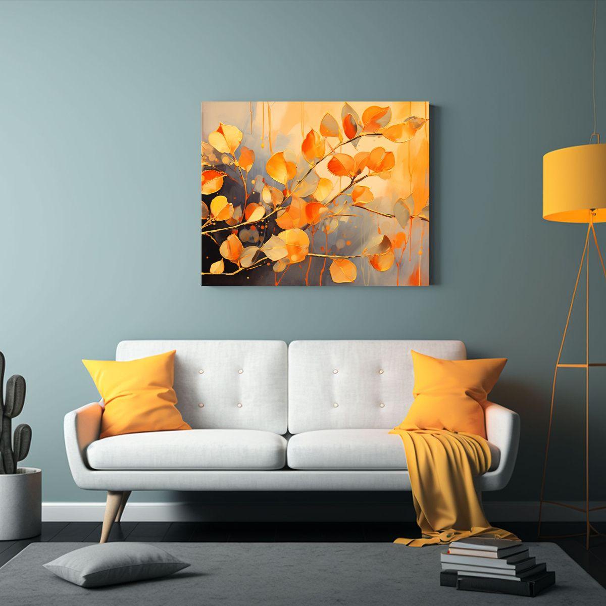 Cuadros De Arte Innovador De Hojas De Eucalipto En Colores N 75x50cm-2