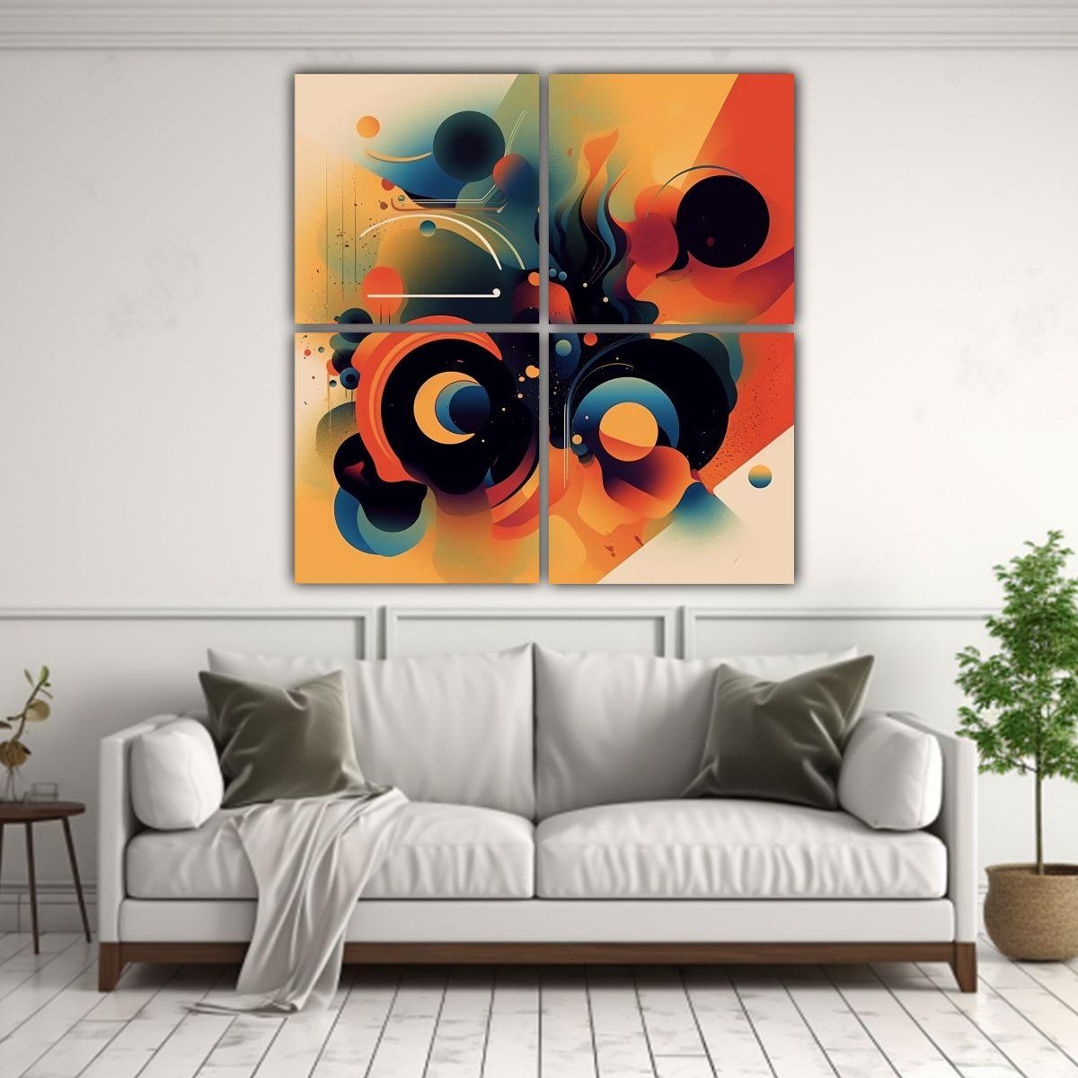 Pinturas Abstractas De La Vida En Cuatro Cuadros 60x60 Cm-2