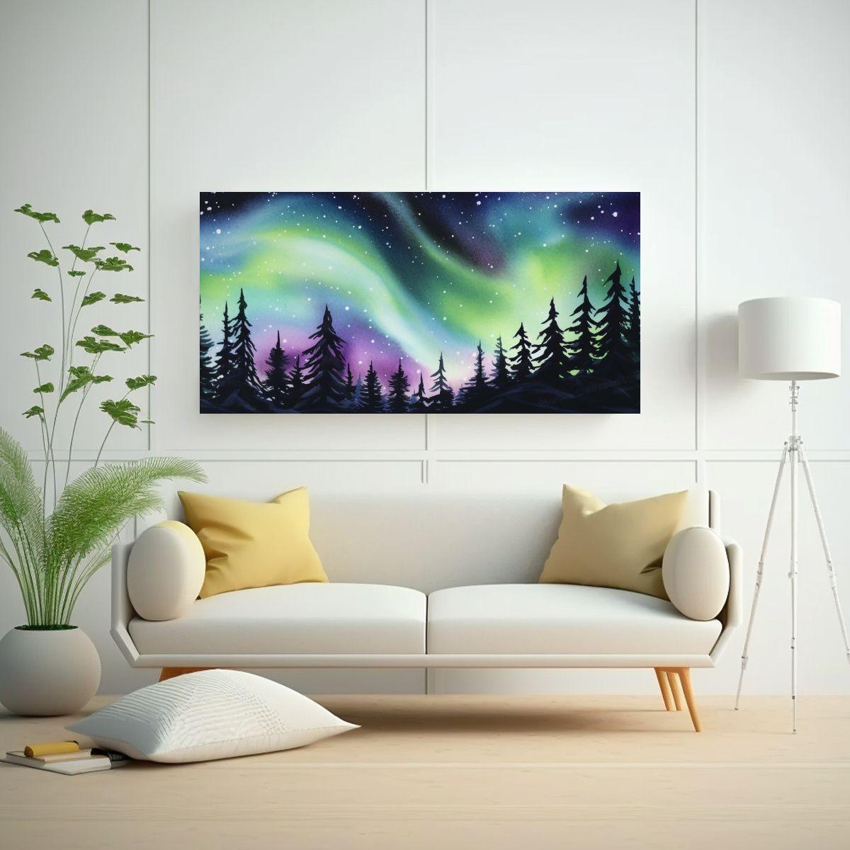 Pinturas Decorativas Acuarela Líneas Brillantes 100x50cm-2
