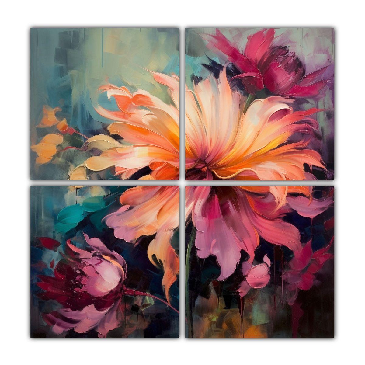 Cuadros Decorativos Con Flores Grandes En Fondo 180x180 Cm-0
