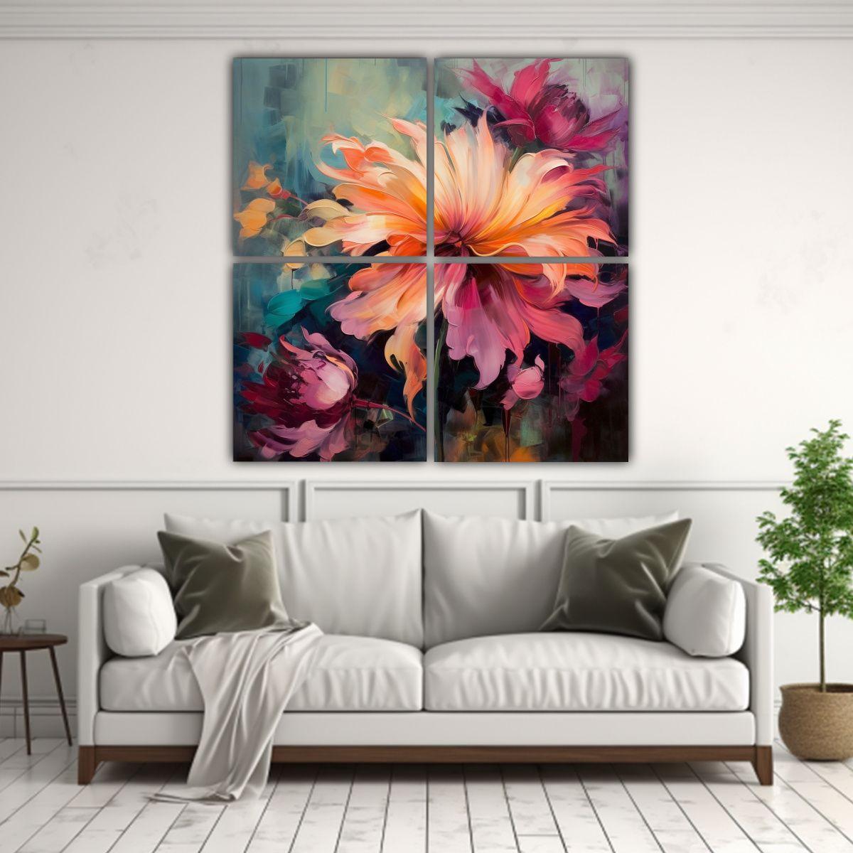 Cuadros Decorativos Con Flores Grandes En Fondo 180x180 Cm-2