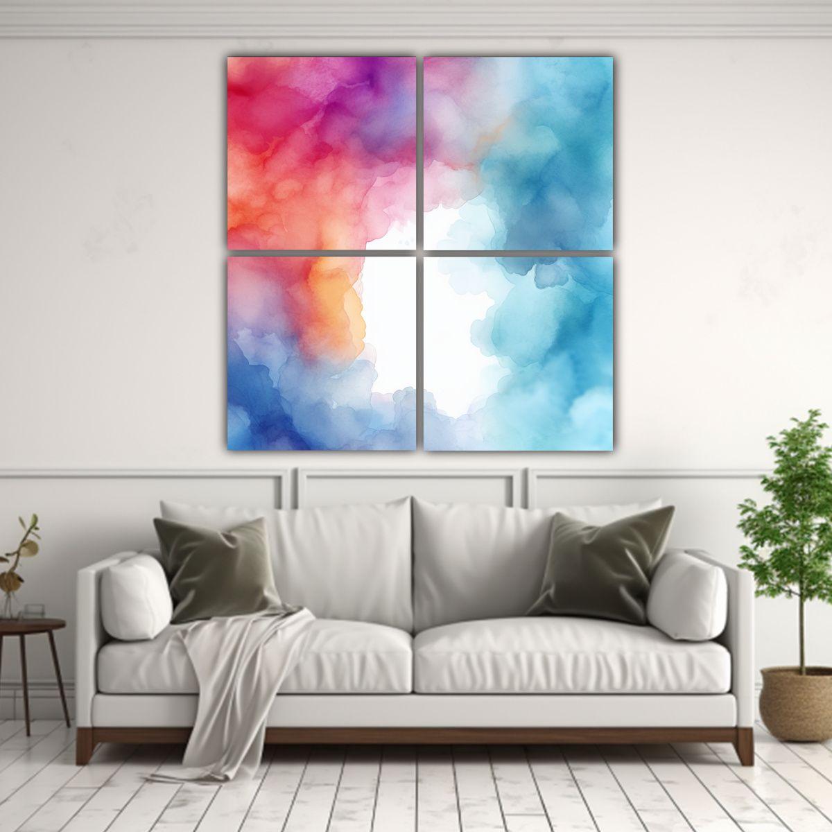 Pinturas Decorativas De Acuarela Floral Abstracta 200x200 Cm-2