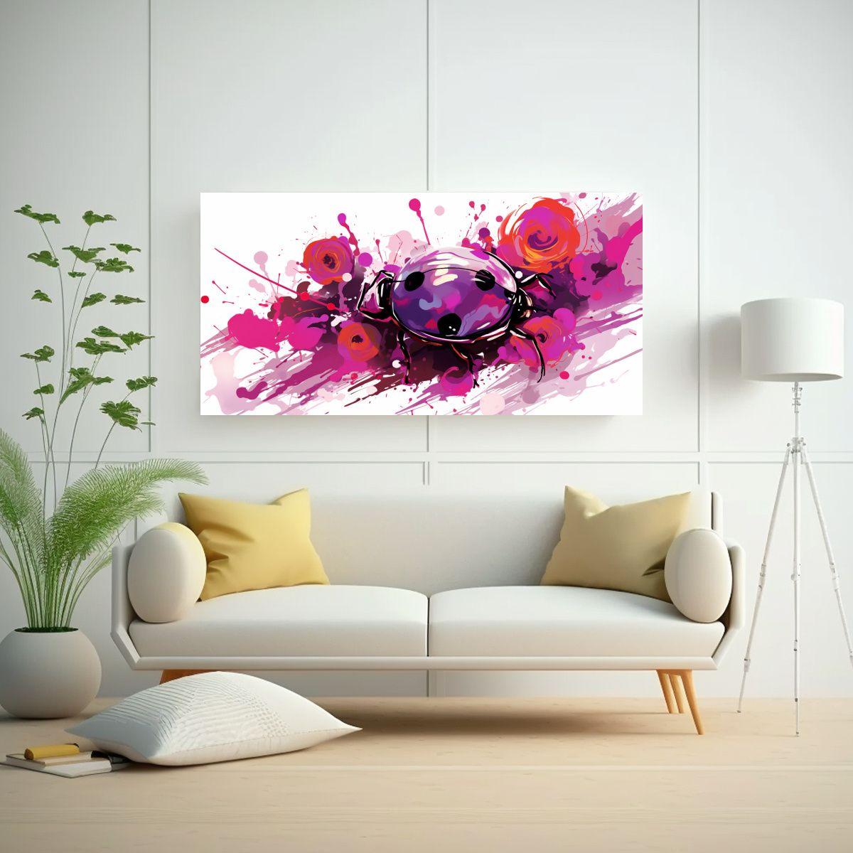 Cuadro Decorativo Ladybug En Berenjena Y Rosa Neo  160x80cm-2