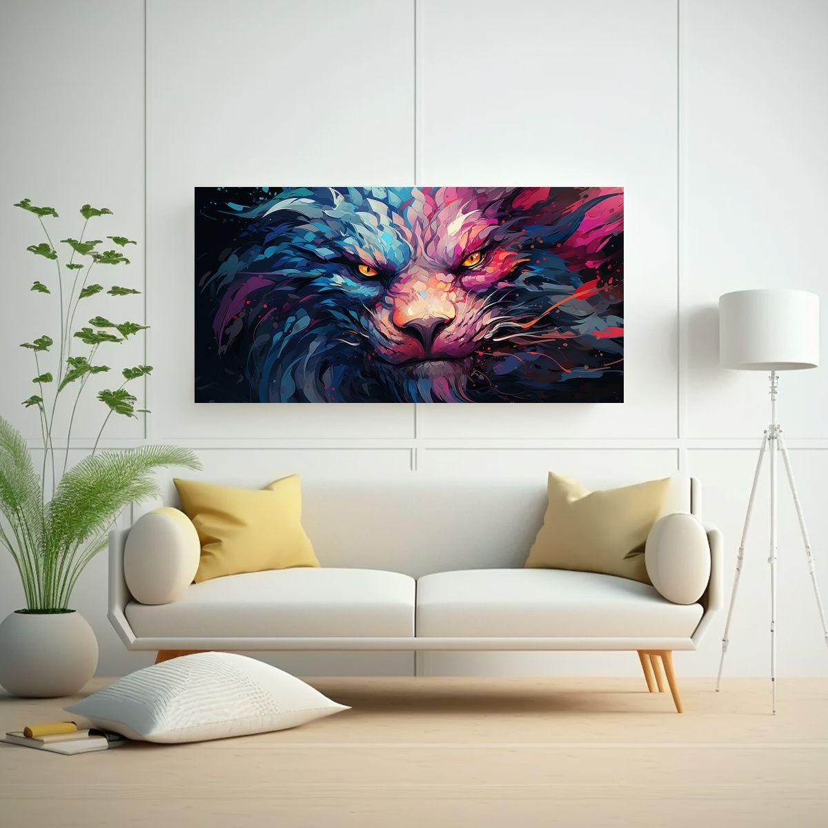 Dibujo Innovador De Dragón En Colores Rosa Y Azul 140x70cm-2