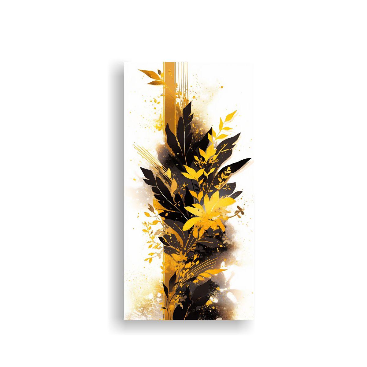 Cuadro Decorativo Amarillo Y Dorado Con Atmosfera  20x40cm-0