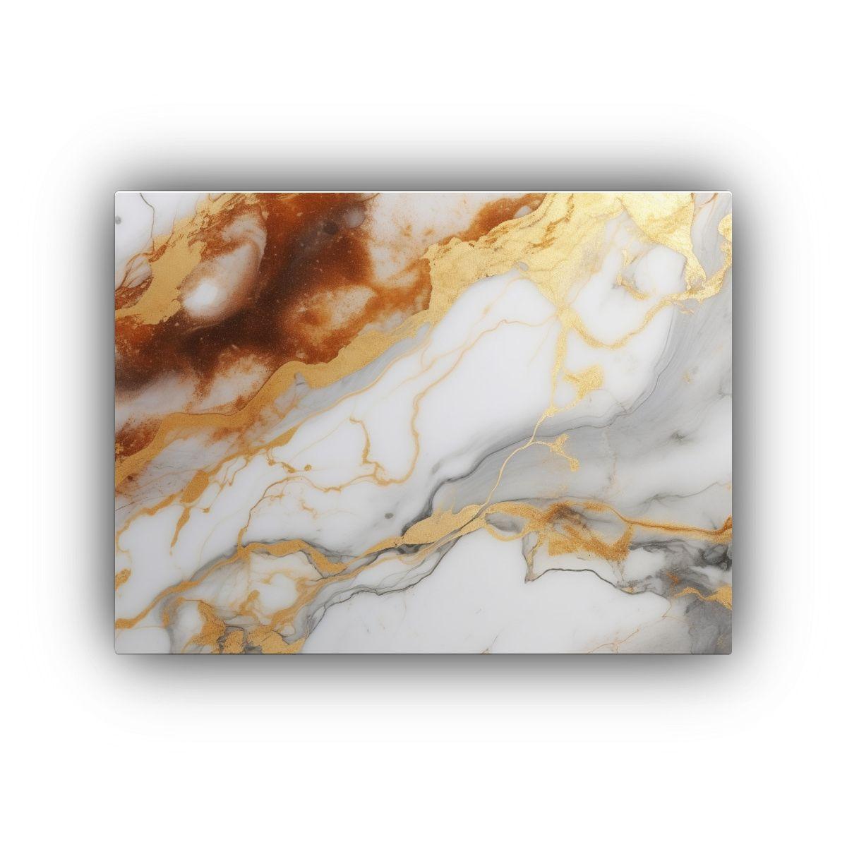 Pinturas De Decoración En Mármol Blanco Y Dorado. 120x80cm-0