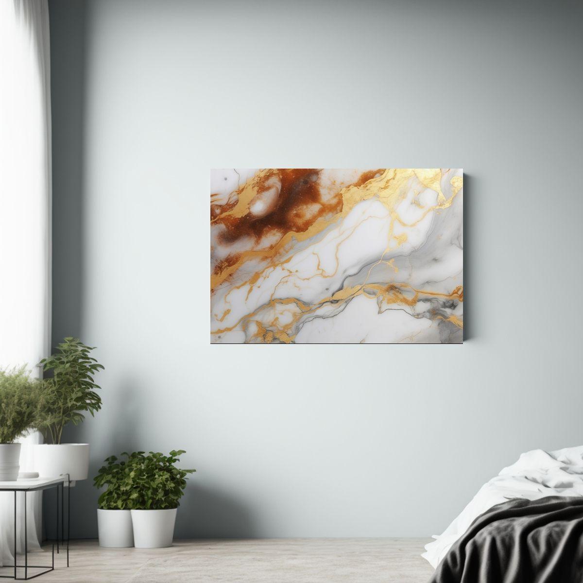 Pinturas De Decoración En Mármol Blanco Y Dorado. 120x80cm-2