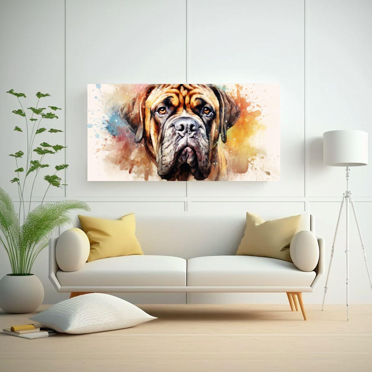 Pintura De Pared Vanguardia Mastiff Acuarelas 40x20cm-2
