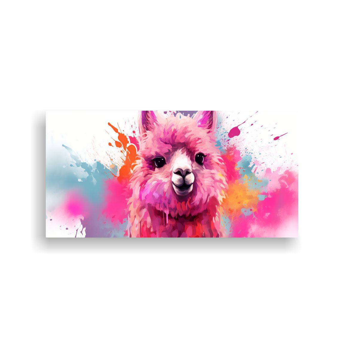 Cuadro Decorativo Alpaca En Colores Pastel Y Rosa  160x80cm-0