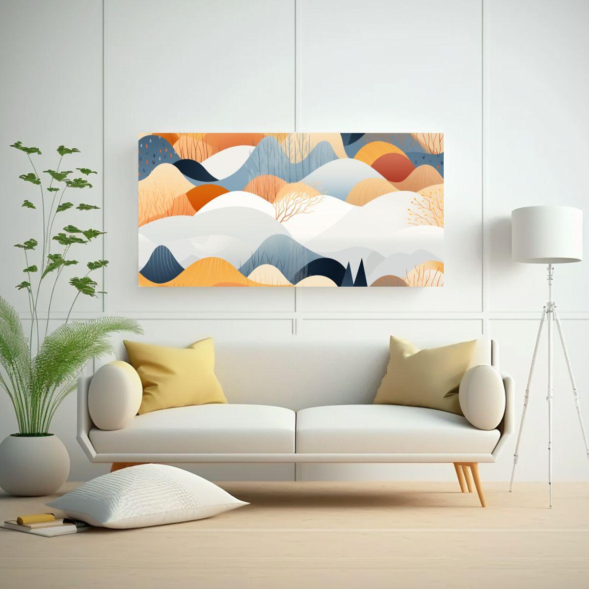Pintura Abstracta Escena Paisajística Nórdica 40x20cm-2