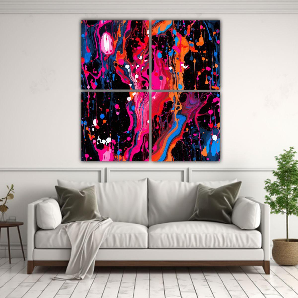 Pinturas Abstractas Brillantes En Negro De Alta 200x200 Cm-2