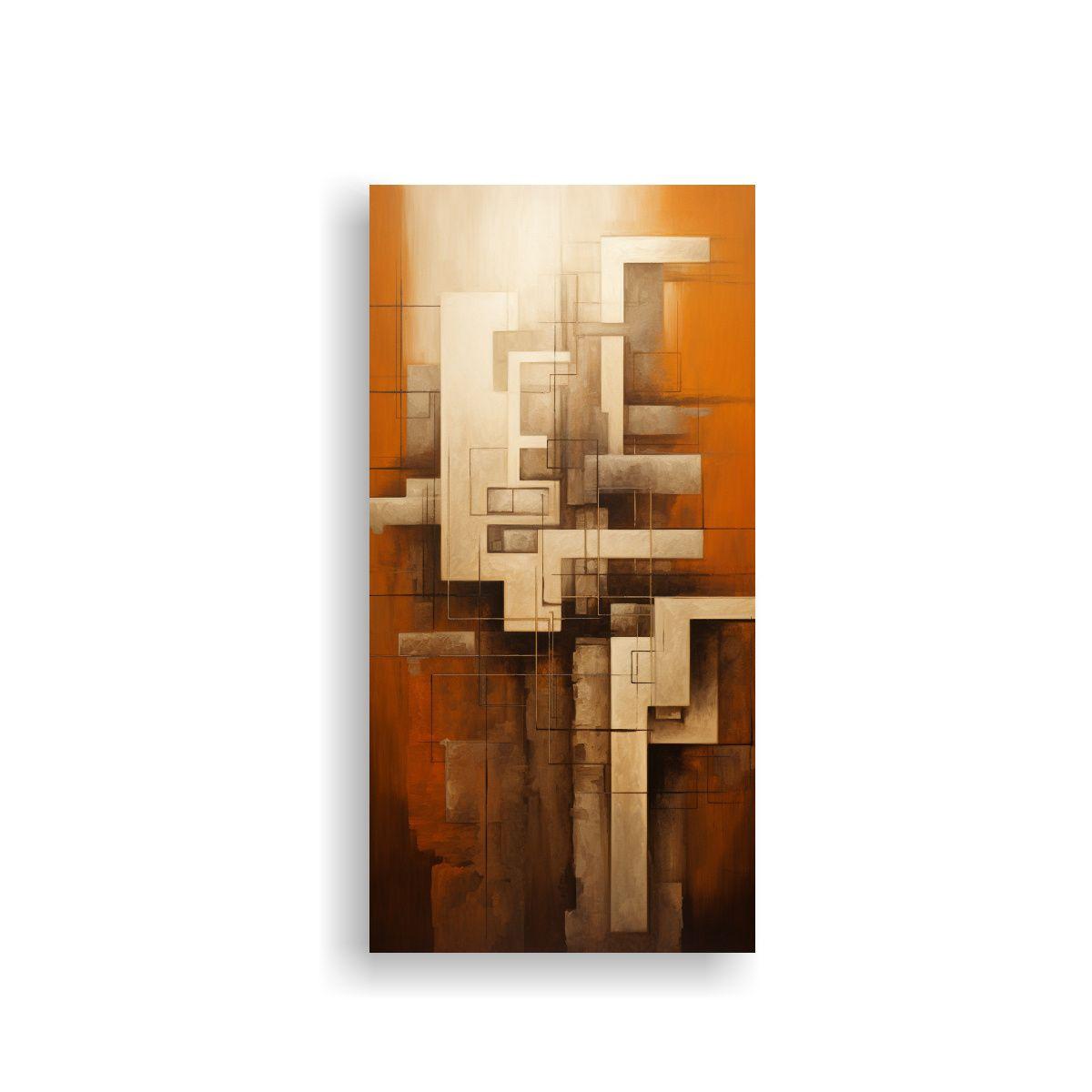 Cuadros Abstractos Simétricos Tonos Tierra 40x80 Cm-0