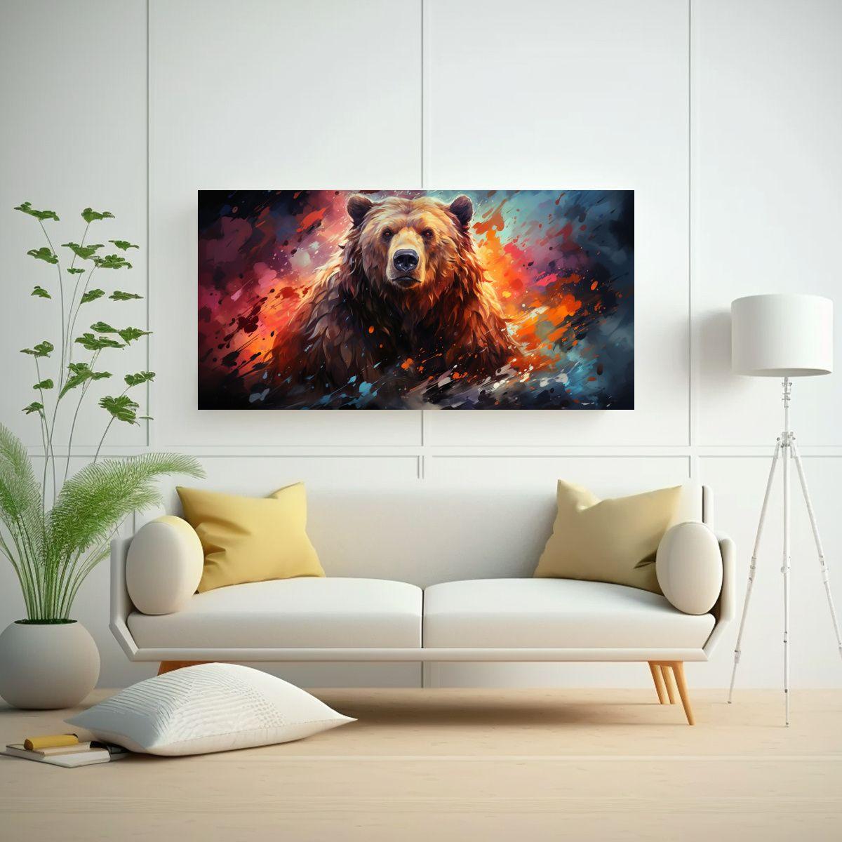 Pintura Acuarela Temática Oso En Movimiento: 140x70cm-2