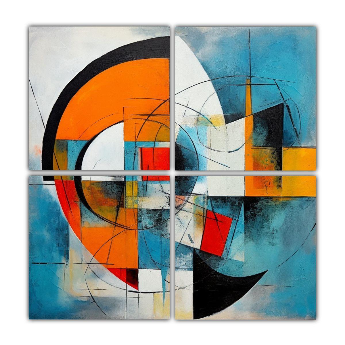 Pintura Abstracta Simetría Cuadrado Modernismo 40x40 Cm-0