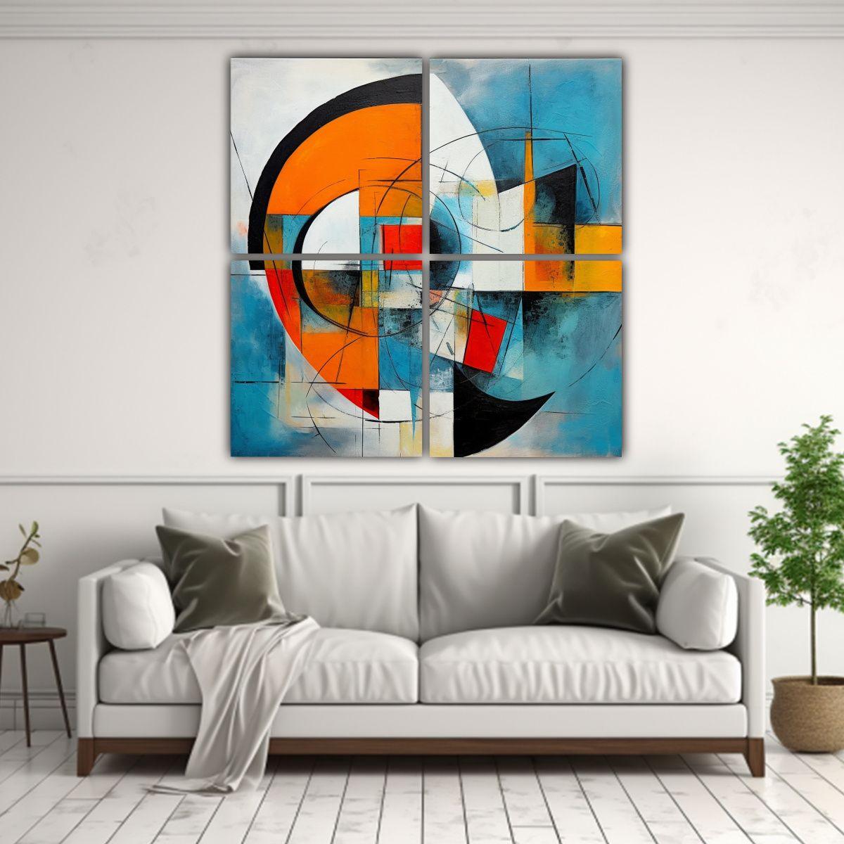 Pintura Abstracta Simetría Cuadrado Modernismo 40x40 Cm-2