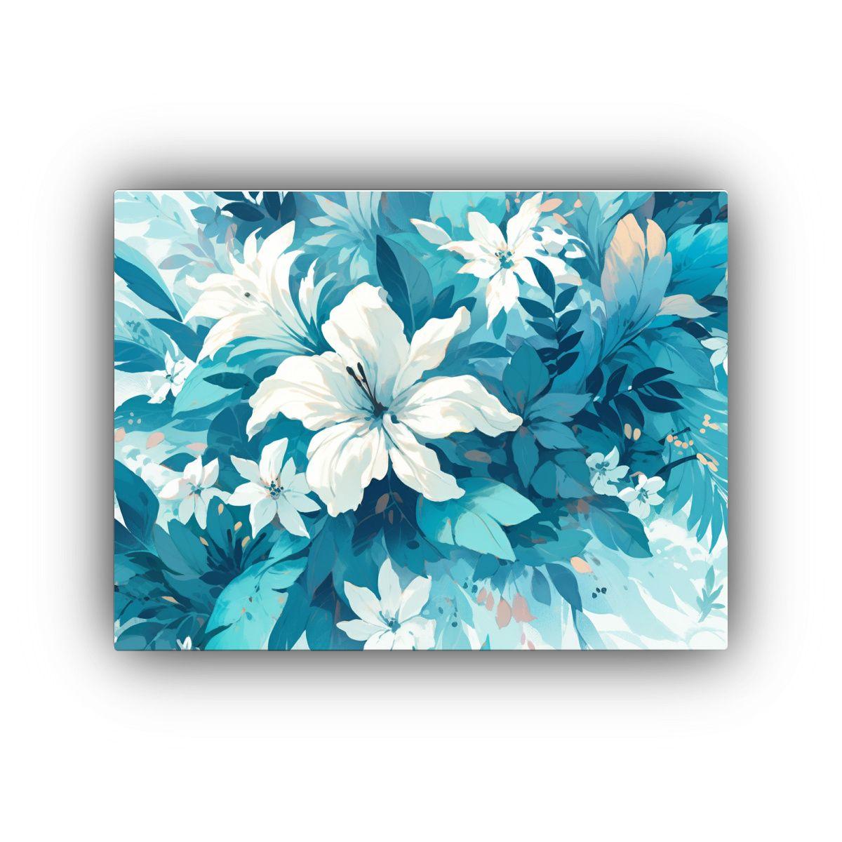 Pintura Lienzo Dormitorio En Colores Blanco Y Turquesa, Atm 30x20cm-0