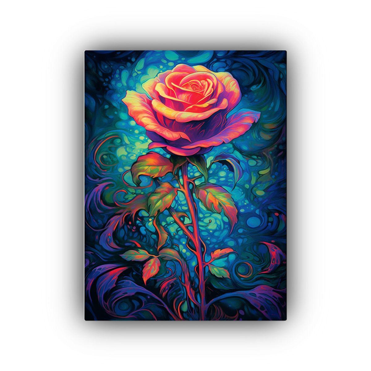 Cuadro Abstracto De Una Rosa En Fondo Azul Al 80x120cm-0