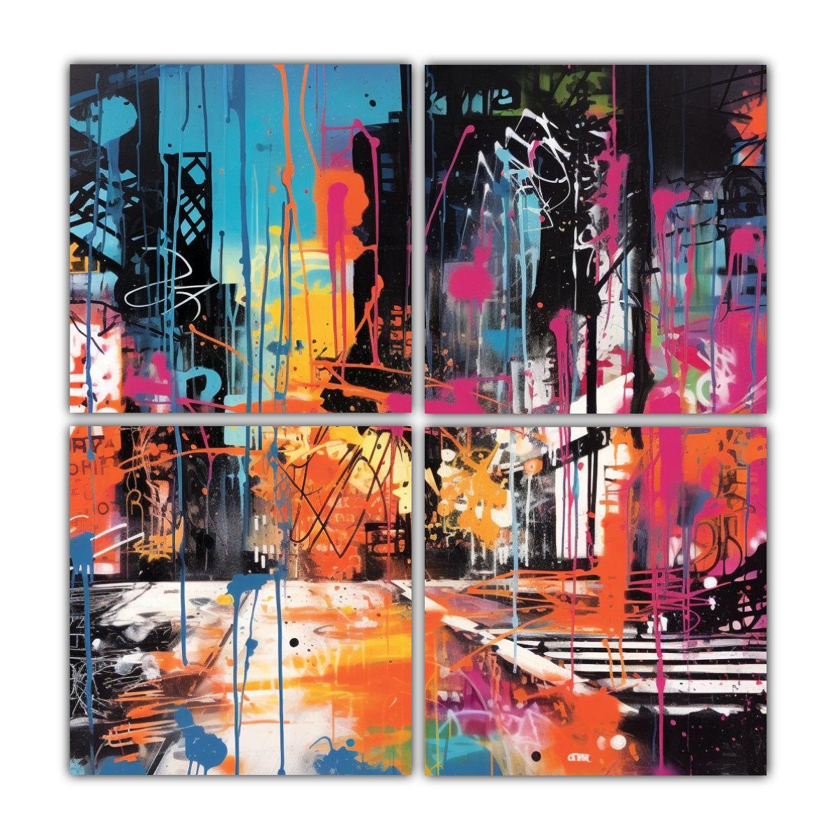 Cuadro Impreso Impacto Visual Graffiti Abstracto 120x120 Cm-0