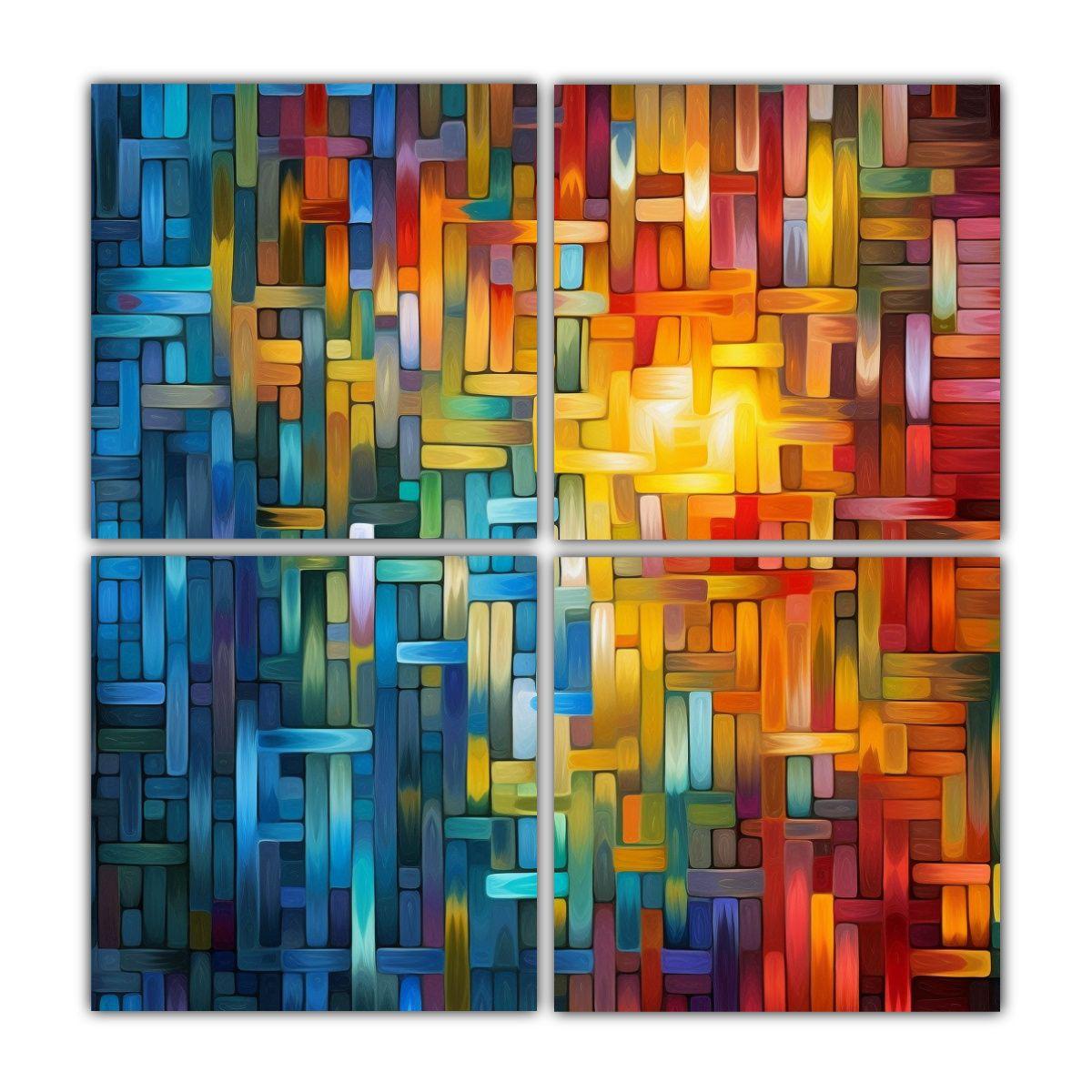 4 Cuadros Conceptuales Armonía Tiempo 140x140 Cm-0