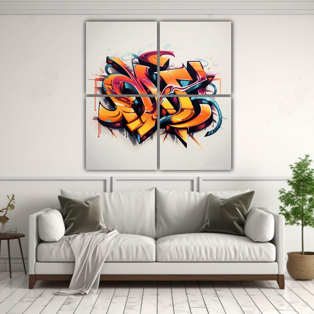 Cuatro Lienzos De Tela Tonos Armonía Cromática 60x60 Cm-2