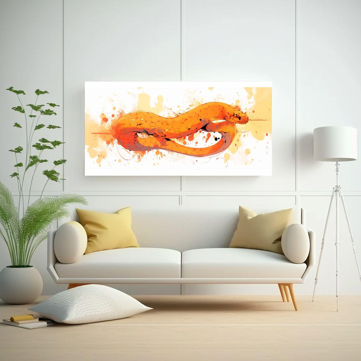 Cuadro Inspirador Rattlesnake En Colores Naranja A 140x70cm-2