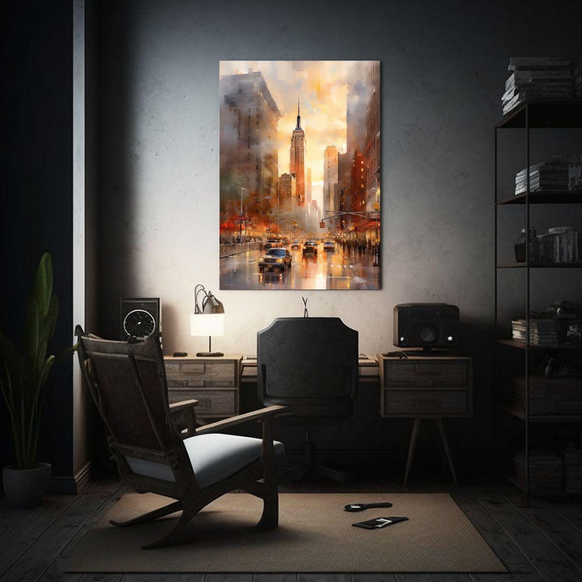 Pintura Acuarela Impresionista De Ciudades, Arte 60x90cm-2