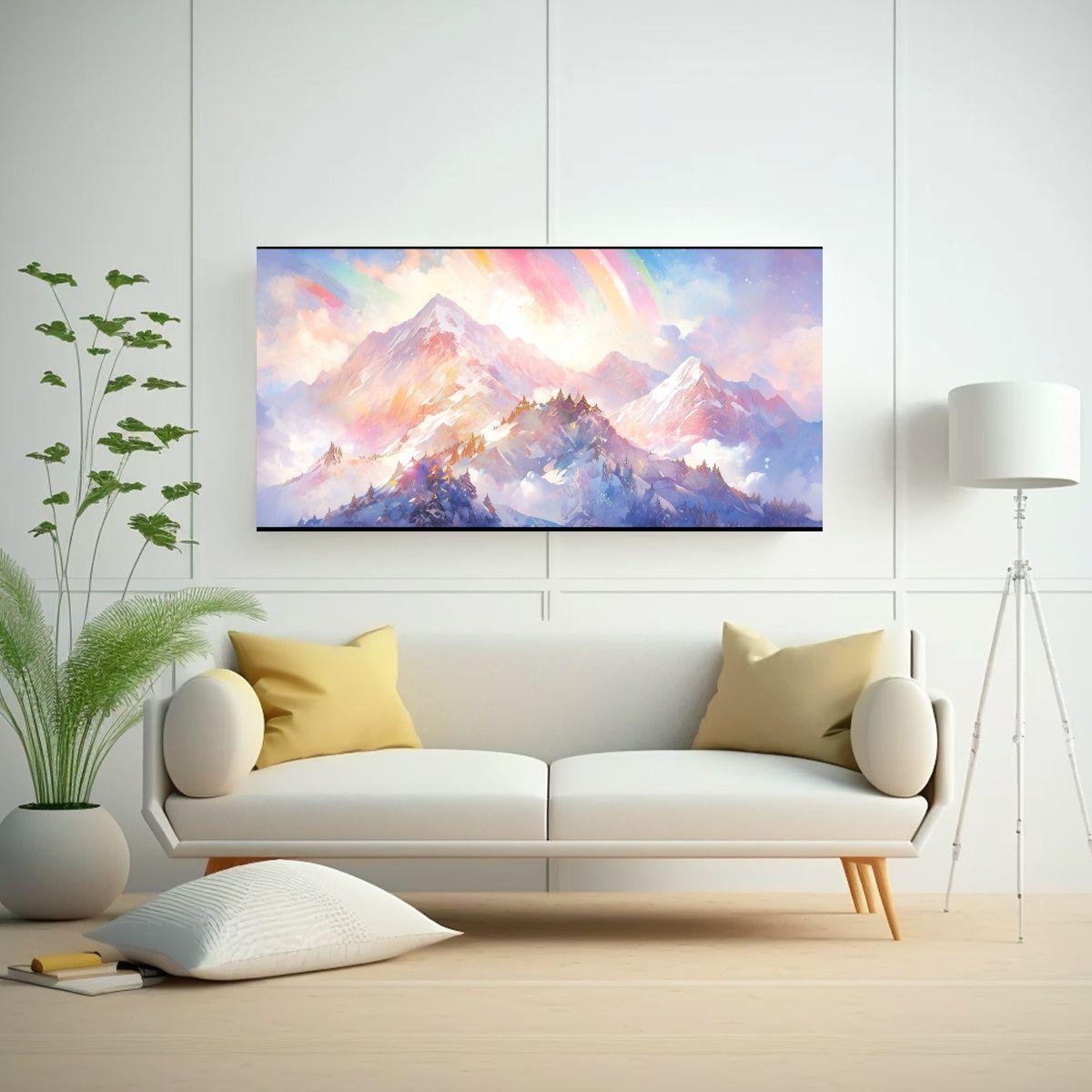 Cuadro Diseño Ambiente Montañas Nevadas Con Arco 40x20cm-2
